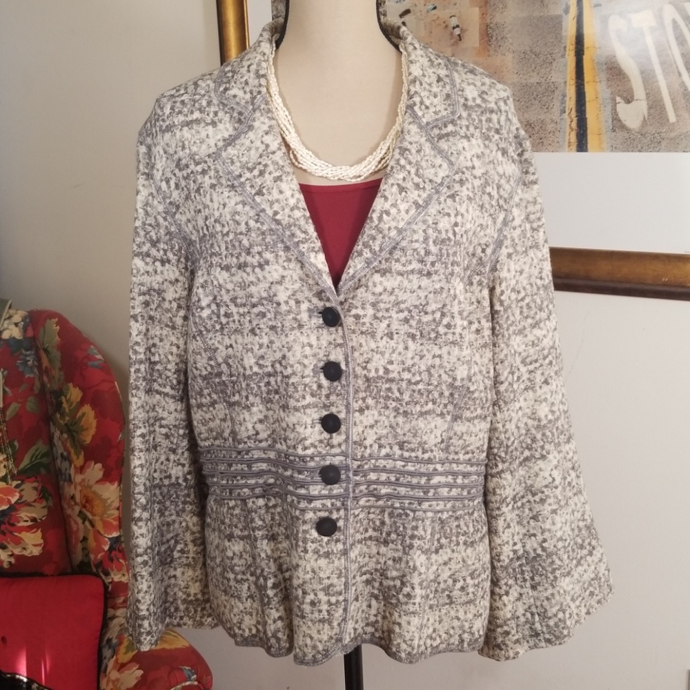 Zenobia marbled pattern grey Jacket. Size 16